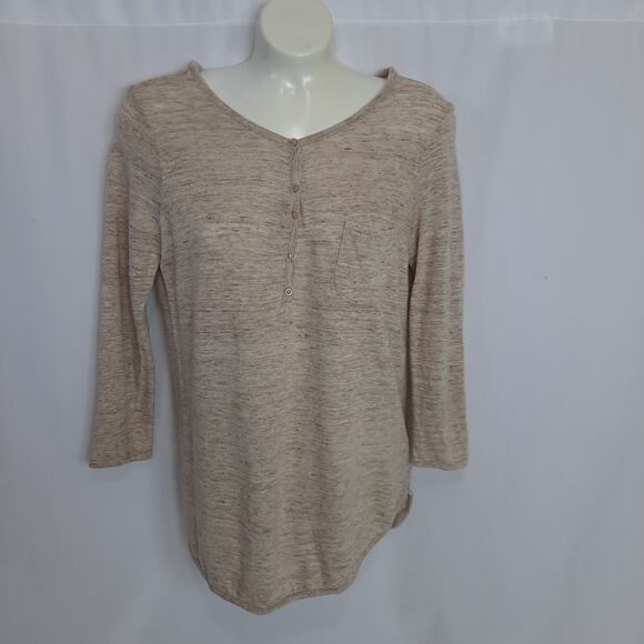 Athleta Newport Henley Tunic Heathered Beige Texture Relaxed Fit - Picture 1 of 12